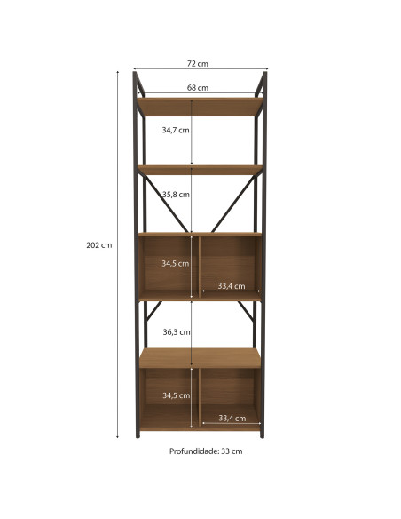 Estante industrial Flint 4 puertas canela