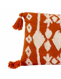 Cojín Decorativo Naranjo y Blanco con Borlas 30x50 cm 2