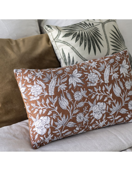 Cojín Print Flor Ocre 50x30 cm - Decoración Textil Hogar