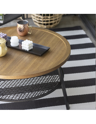 Mesa de Centro Birgit - Madera y Ratán para Living Moderno