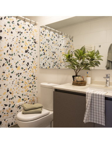 Cortina de Baño Terrazzo 180x180cm - Moderna y Elegante