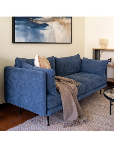 Sofá 3 Cuerpos Dayton Azul - Mueble de Living Cómodo y Duradero