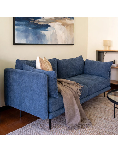 Sofá 3 Cuerpos Dayton Azul - Mueble de Living Cómodo y Duradero