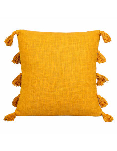 Cojín Pompones Mostaza 45x45 cm - Decoración Hogar
