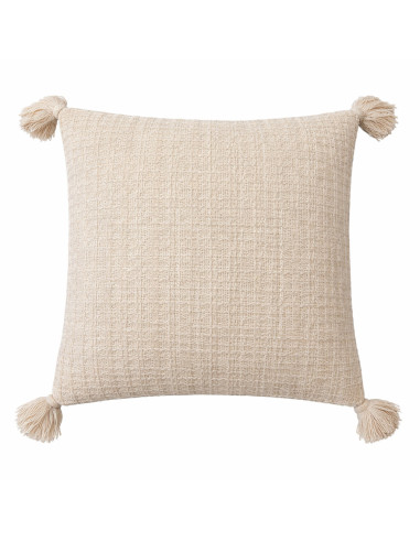 Cojín Textura Crudo 45x45 cm con Pompones - Estilo Rústico
