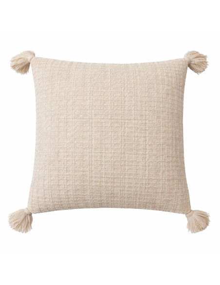 Cojín Textura Crudo 45x45 cm con Pompones - Estilo Rústico