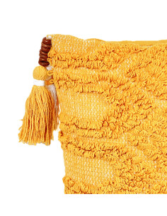 Cojín Decorativo Amarillo y Blanco con Borlas 30x50 cm 2
