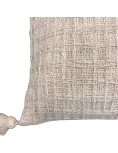 Cojín Textura Crudo 45x45 cm con Pompones - Estilo Rústico 2