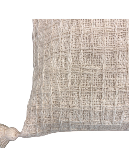 Cojín Textura Crudo 45x45 cm con Pompones - Estilo Rústico