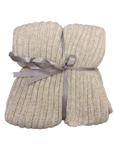 Manta Lisa Con Flecos Beige 130x170cm - Textil Hogar