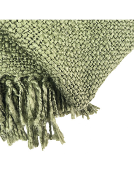 Manta Verde 130x170cm con Flecos - Textil Hogar de Calidad