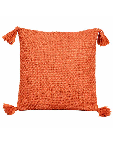 Cojín Decorativo Naranjo Con Borlas 40x40 cm - Textil Hogar