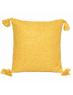 Cojín Decorativo Amarillo 40x40cm con Borlas - Textil Hogar