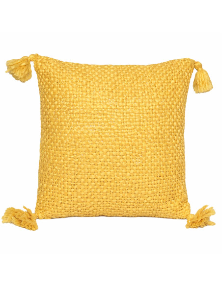 Cojín Decorativo Amarillo 40x40cm con Borlas - Textil Hogar