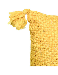 Cojín Decorativo Amarillo 40x40cm con Borlas - Textil Hogar 2
