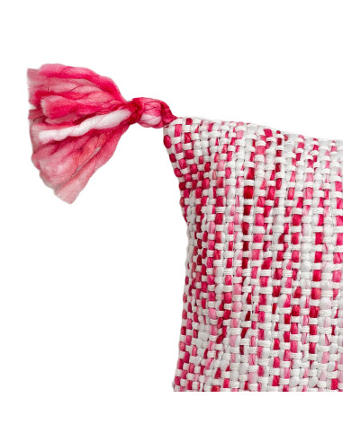 Cojín Tejido Rosa con Borlas 30x50cm - Decoración Moderna
