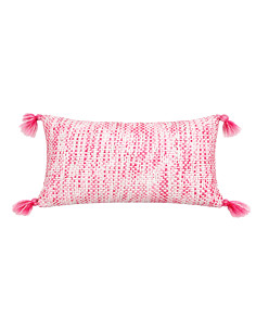 Cojín Tejido Rosa con Borlas 30x50cm - Decoración Moderna