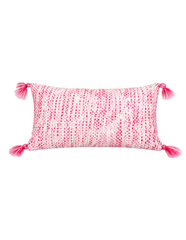 Cojín Tejido Rosa con Borlas 30x50cm - Decoración Moderna