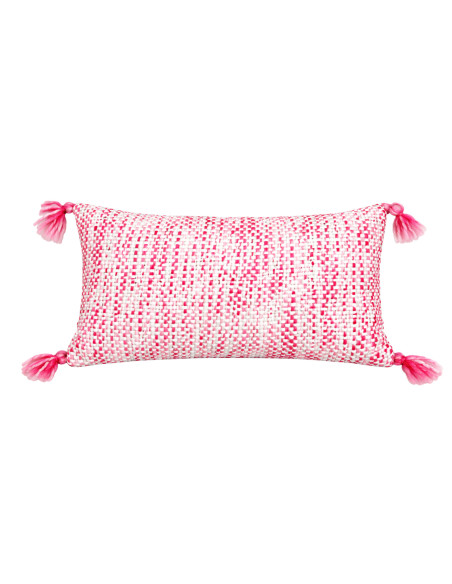Cojín Tejido Rosa con Borlas 30x50cm - Decoración Moderna