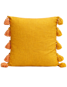 Cojín Pompones Mostaza 45x45 cm - Decoración Hogar