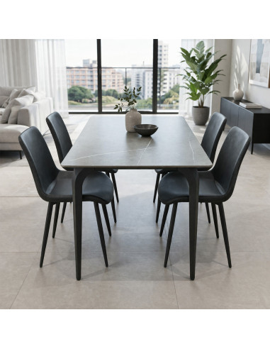 Juego comedor 4 sillas Daga gris