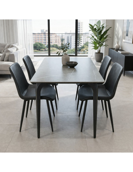 Juego comedor 4 sillas Daga gris