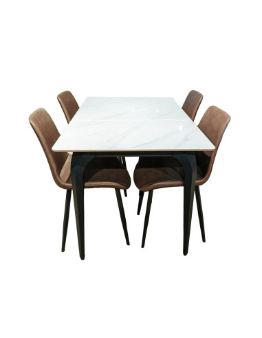 Juego comedor 4 sillas Daga camel