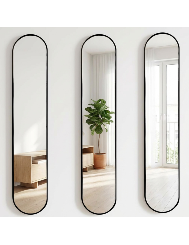 Espejos Ovalados 101x20cm Negro Set de 3 - Decoración de Pared