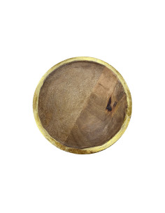 Plato de Madera con Folio Dorado 20cm - Decoración Elegante
