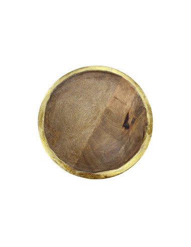 Plato de Madera con Folio Dorado 20cm - Decoración Elegante