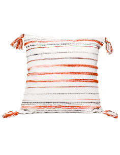 Cojín Bicolor Naranjo Con Borlas 45x45cm - Decoración Hogar
