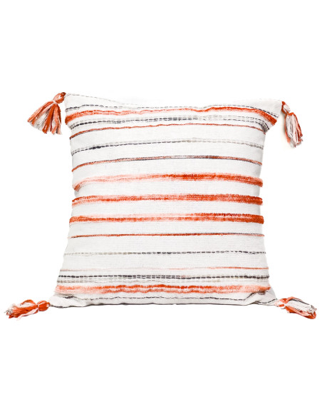 Cojín Bicolor Naranjo Con Borlas 45x45cm - Decoración Hogar