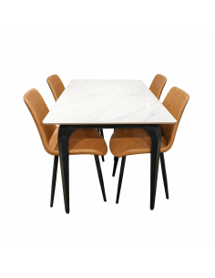 Juego comedor 4 sillas Daga blanco silla caramelo