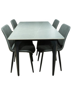 Juego comedor 4 sillas Daga gris silla negro