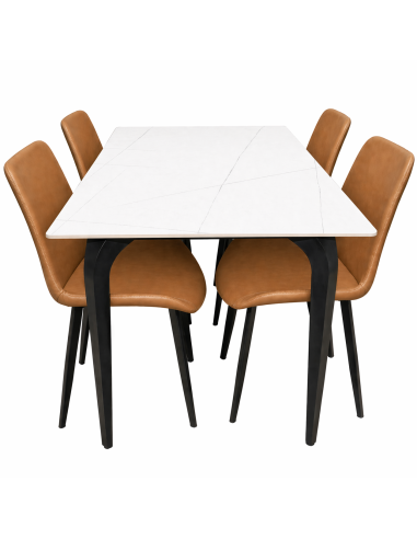 Juego comedor 4 sillas Daga blanco silla caramelo
