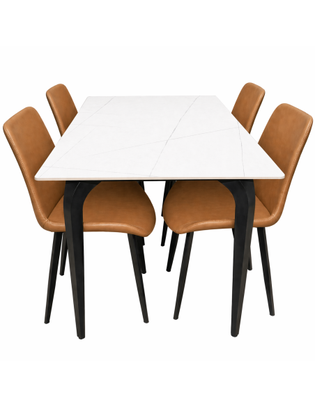 Juego comedor 4 sillas Daga blanco silla caramelo