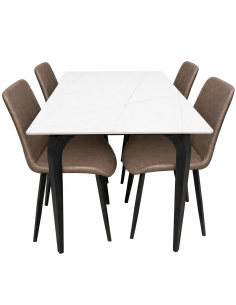 Juego comedor 4 sillas Daga blanco silla gris