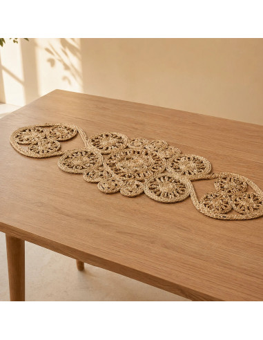 Camino Mesa de Yute con Círculos 120x40cm - Decoración Comedor