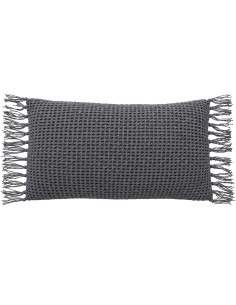 Cojín Tejido Con Flecos Gris 50x30 cm - Decoración Hogar