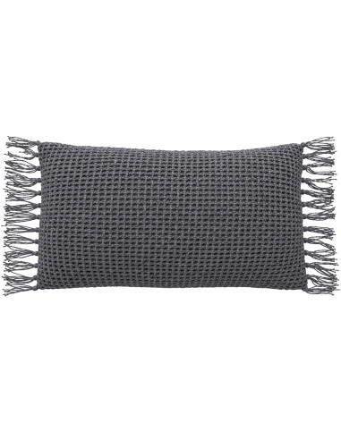 Cojín Tejido Con Flecos Gris 50x30 cm - Decoración Hogar