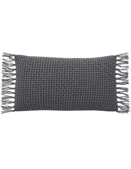 Cojín Tejido Con Flecos Gris 50x30 cm - Decoración Hogar