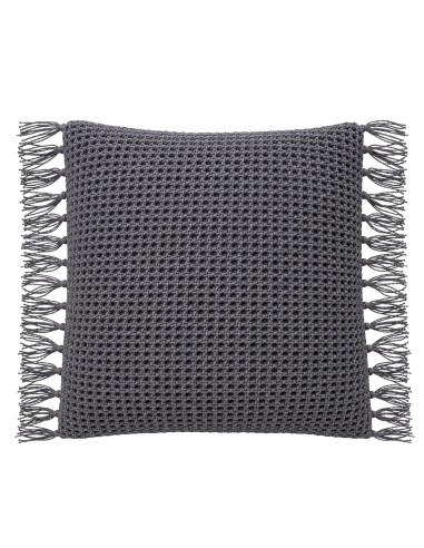 Cojín Tejido Con Flecos Gris 45x45cm - Decoración Hogar