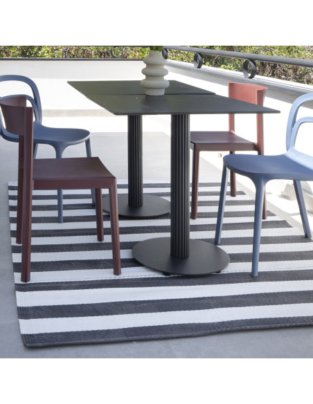 Alfombra exterior PP 180x270cm rayas BN