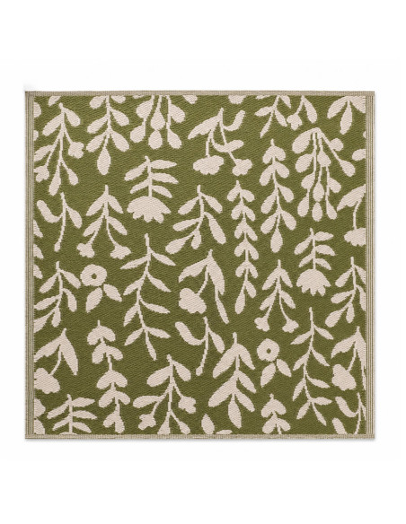 Alfombra exterior PP 150x150cm flores verde