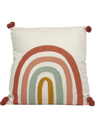 Cojín Pompones Arcoíris 45x45cm - Textil Hogar Infantil