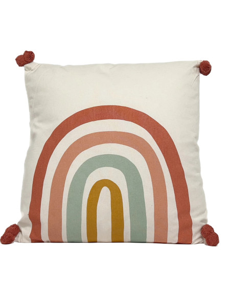 Cojín Pompones Arcoíris 45x45cm - Textil Hogar Infantil