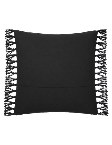 Cojín Tejido Con Flecos Negro 45x45 cm - Decoración Moderna
