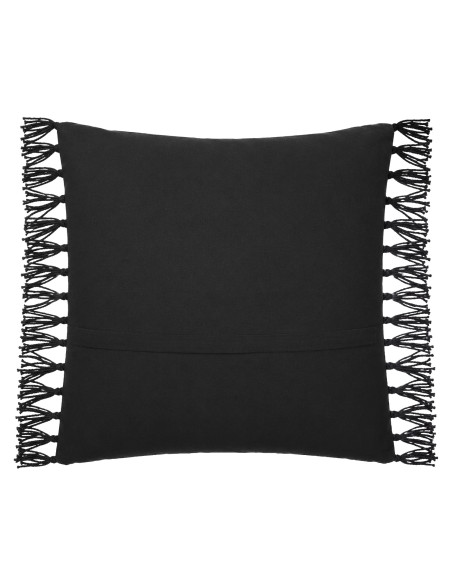 Cojín Tejido Con Flecos Negro 45x45 cm - Decoración Moderna