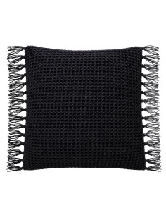 Cojín Tejido Con Flecos Negro 45x45 cm - Decoración Moderna