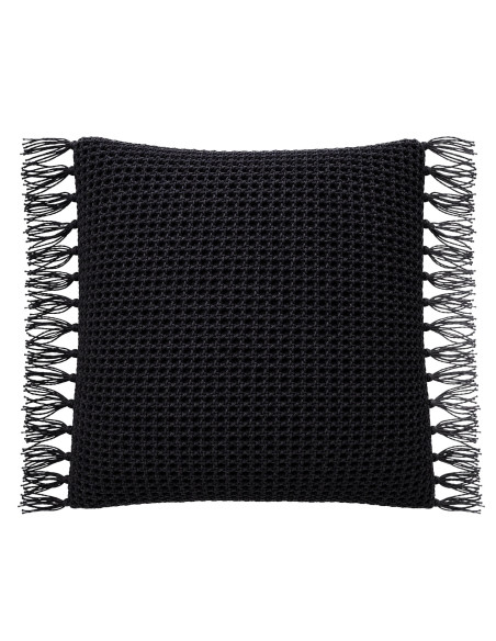 Cojín Tejido Con Flecos Negro 45x45 cm - Decoración Moderna